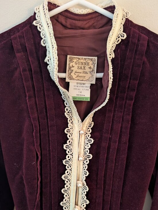 Gunne Sax Other - Gunne Sax Jeunes Filles Vintage Burgundy dress